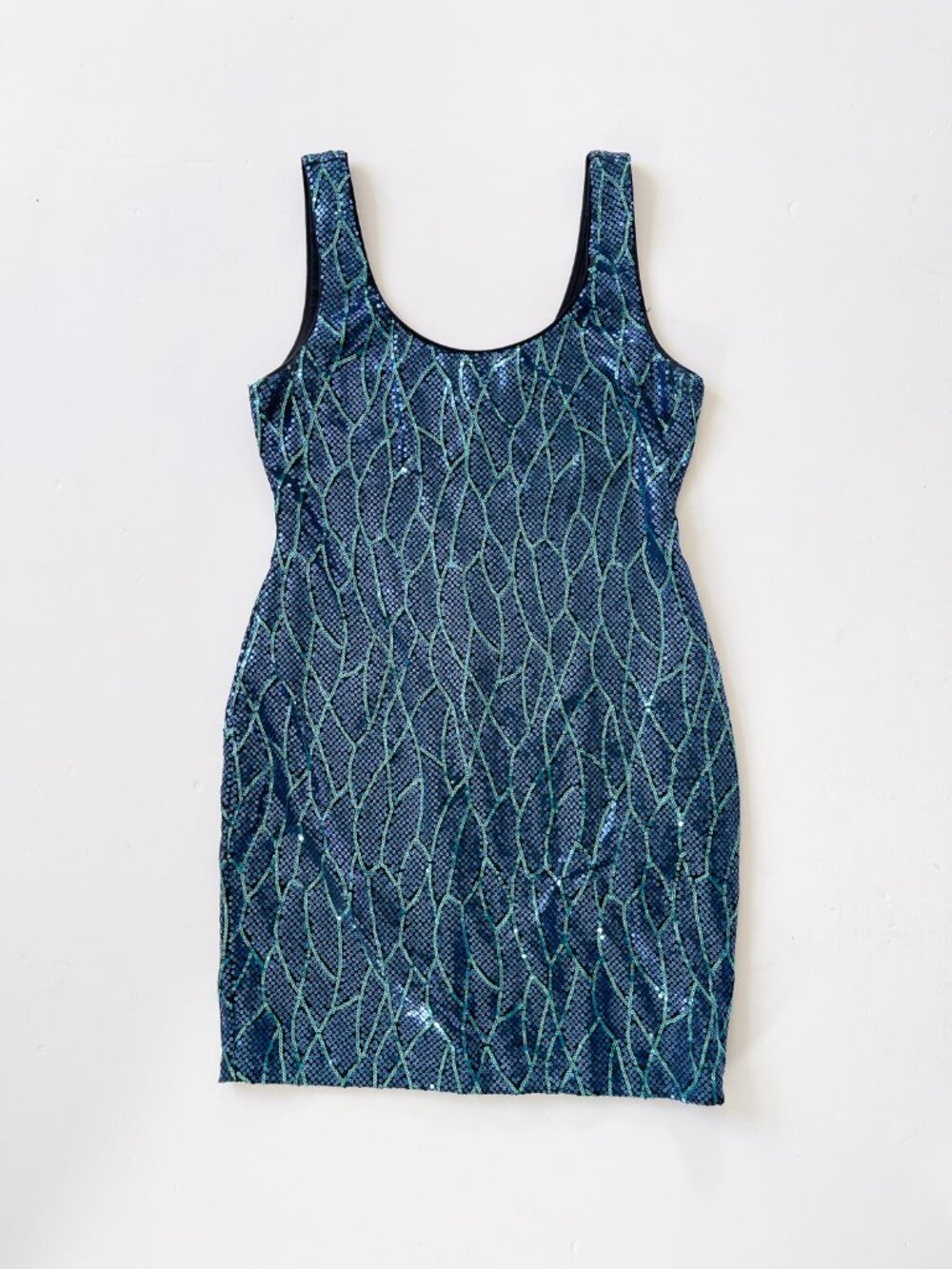 Blue and Aqua Sequin Mini Dress Size L